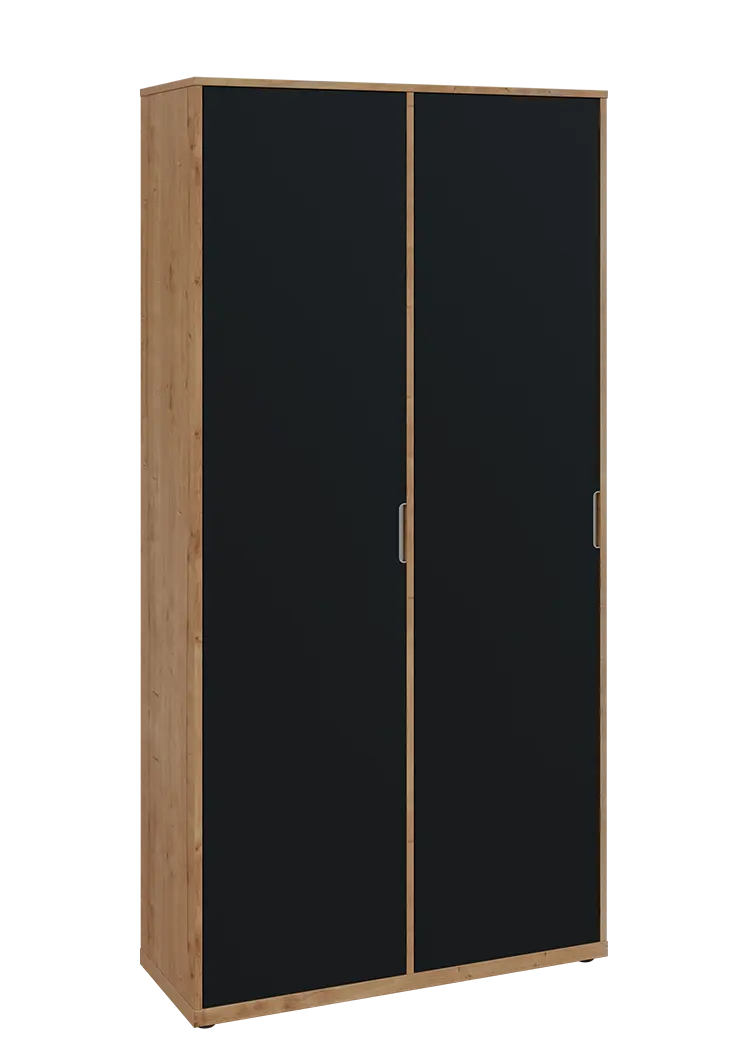 KSR6-81 L skříň šatní, 2x výsuvné ramínko, 2053x1022x400 mm, provedení levé, dub lite/černá